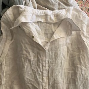 Rails button down white linen